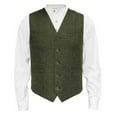thumbnail image 4 of Men's Herringbone Tweed Vest, 5-Button Closure, Wool Blend, Adjustable Back Strap, Green, X-Large, 4 of 4