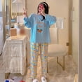 thumbnail image 2 of 2PCS Women Cotton Pajamas Set Sleepwear Soft Homewear Long Sleeve Tops + Pants Nightwear Set, 2 of 5