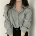 thumbnail image 6 of Pink Season Lapel Long Sleeves Buttons Placket Women Shirt Spring Solid Color Pleated Shirt Top, 6 of 8