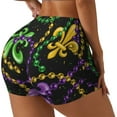 thumbnail image 2 of Xecao Mardi Gras6 Print Workout Shorts for Women Soft Smooth Gym Yoga Scrunch Active Tennis Workout Running Shorts, 2 of 9