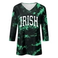 thumbnail image 3 of St Patrick's Day Shirt Women Shamrock Clover Letter Printed 3/4 Sleeve T-Shirt Casual Slim Crewneck Outfits Daily Wear, 3 of 3