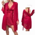 thumbnail image 6 of Womens Pajama Sets Lace Mesh Chemise Nightgown 2 Pc Thin Breathable Cozy Sleepwear Set New Women Nightgown Wine S, 6 of 8
