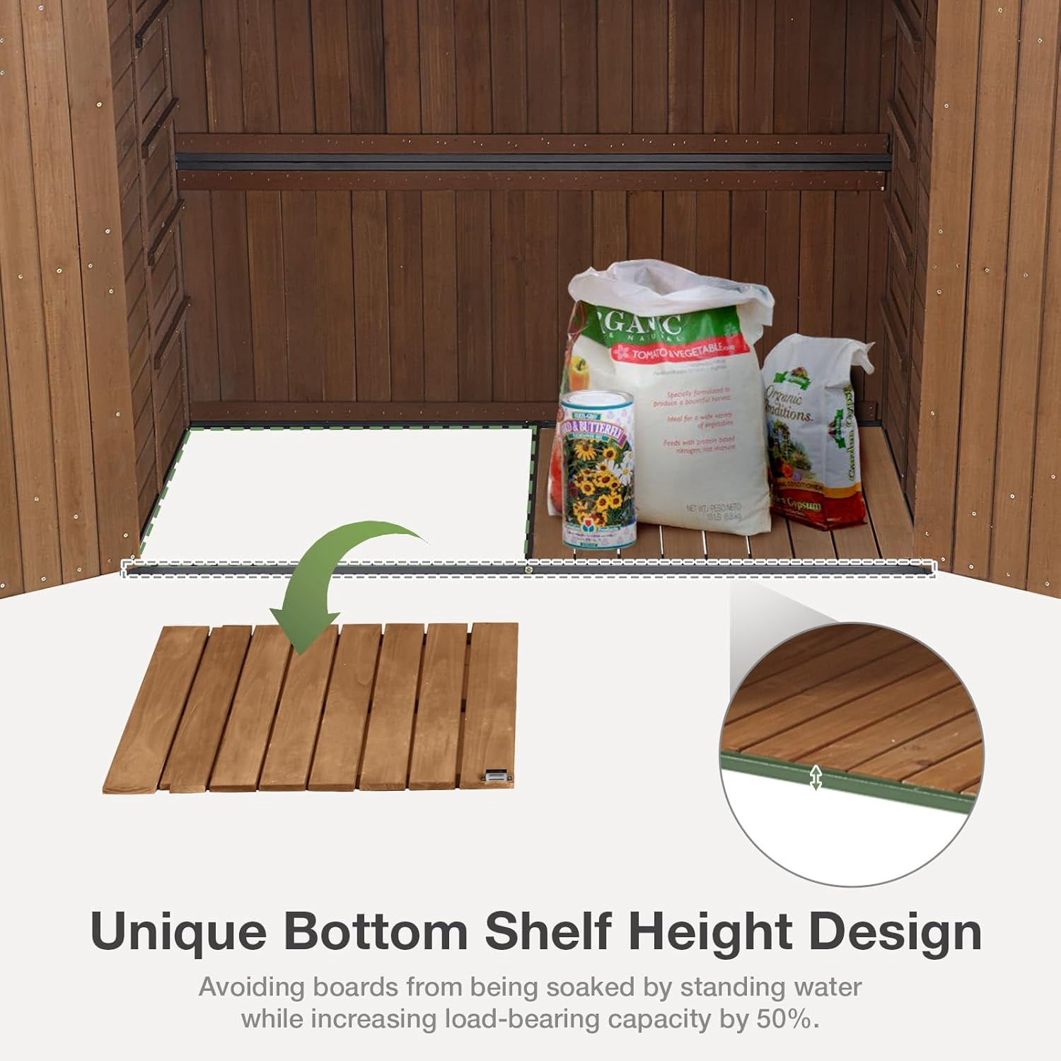 BUTINGLALE  Outdoor Storage Cabinet, Small Garden Shed, Outside Vertical Shed with Waterproof Roof, 33.3 cu.ft for Garden, Garbage Can, Bike, Tool