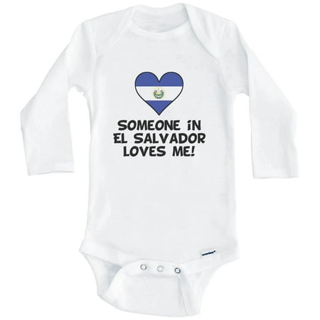 

Someone In El Salvador Loves Me El Salvadorian Flag Heart One Piece Baby Bodysuit (Long Sleeve) 0-3 Months White