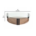 thumbnail image 5 of Benjara Glass Top Coffee Table with Metal Support and Wooden Shelf, Brown and Black, 5 of 5