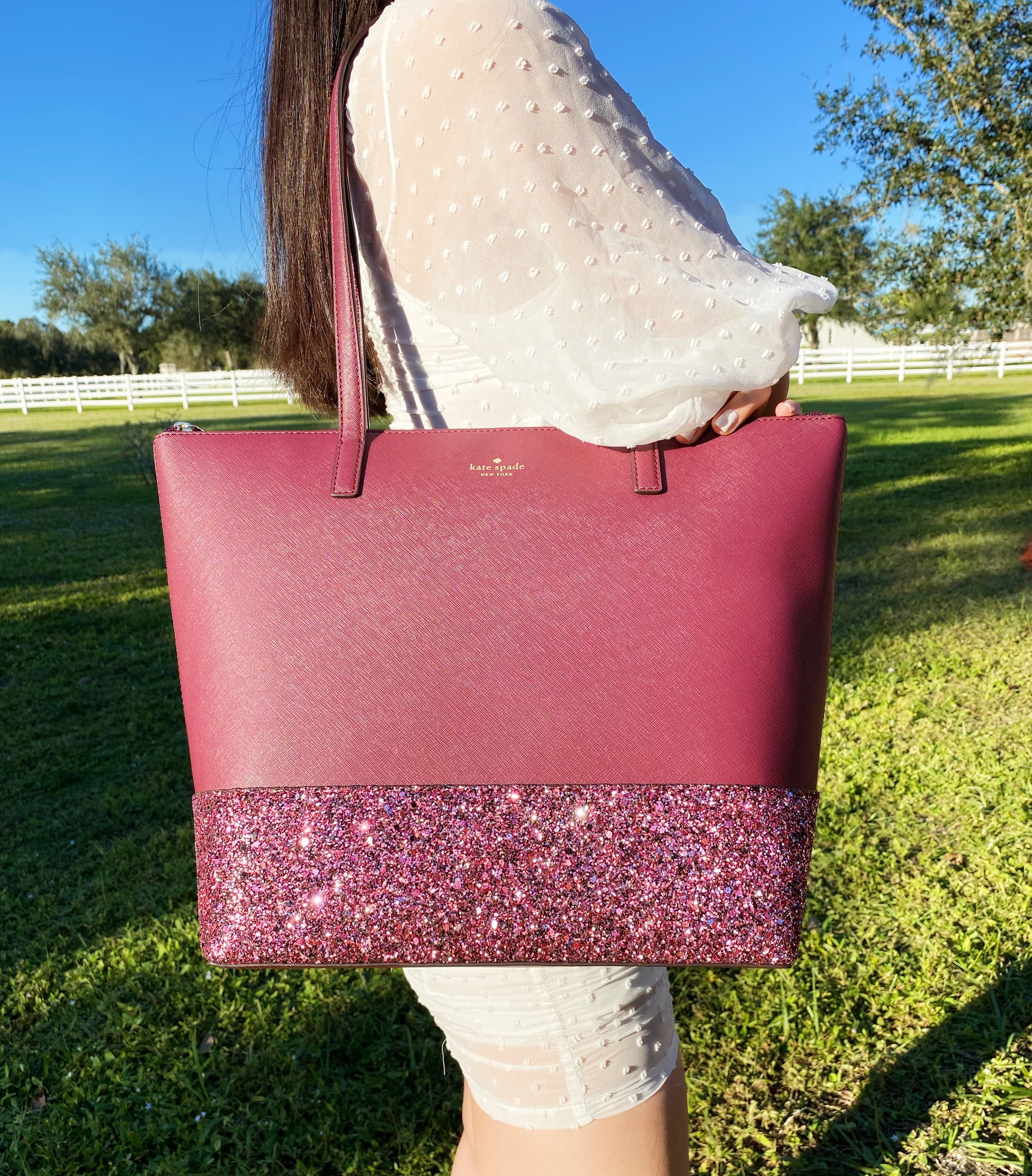 Pink glitter 2024 kate spade tote