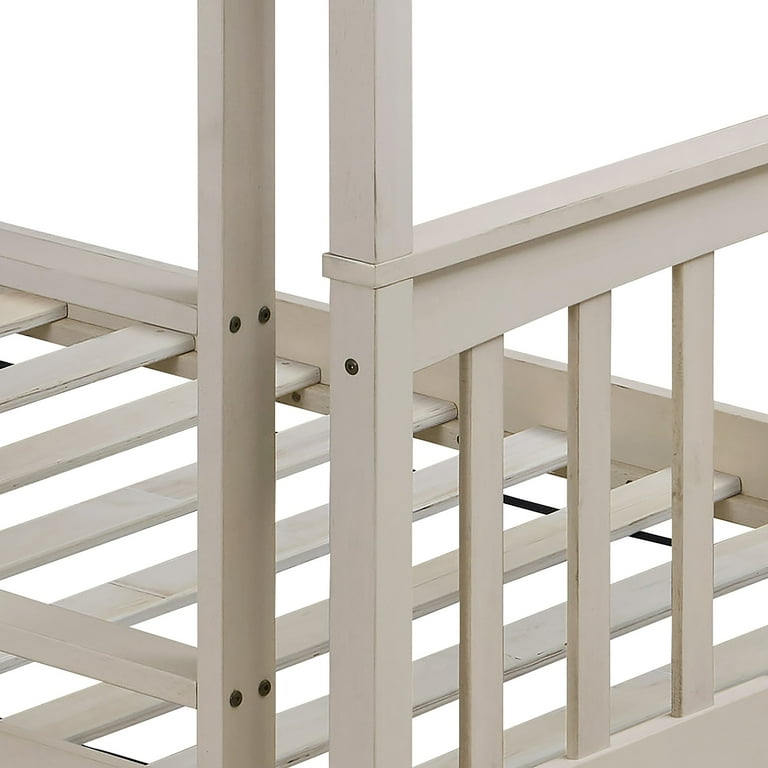 Home Design Ames Twin Over Twin Solid Wood Bunk Bed Frame