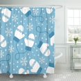 thumbnail image 1 of ABPHQTO Cortina de ducha con estampado rojo Vintage invierno blanco mitones y copos de nieve sobre azul 150x180 cm, 1 of 1