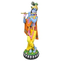 Sri Krishna Culture Large Krishna with Flute Murti/Idol/Statue-Multicoloured,Height-24 Inches,Material-Resin,