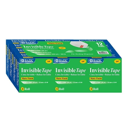 UPC: 0764608009062 | Bazic Invisible Tape Refill 3/4 x 27.8 yds 12 Rolls/Pack (BAZ906)