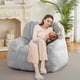 thumbnail image 1 of Sofá Puff Gigante de Piel Sintética - Sillón Puff para Sala de Estar, Lectura o Relajación - Relleno Incluido, Asa para Mover, Color Gris Claro (102×86×84cm), 1 of 8