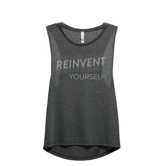 Reinvent Yourself Women's Fashion Sleeveless Muscle Tank Top Tee Charcoal Grey Medium