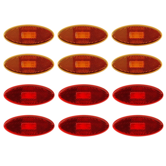 Dream Lighting LED Side Marker Lights,12Volts,Fits Truck Lorry Car Trailer,Oval Clearance Light,Amber & Red,12-Pack
