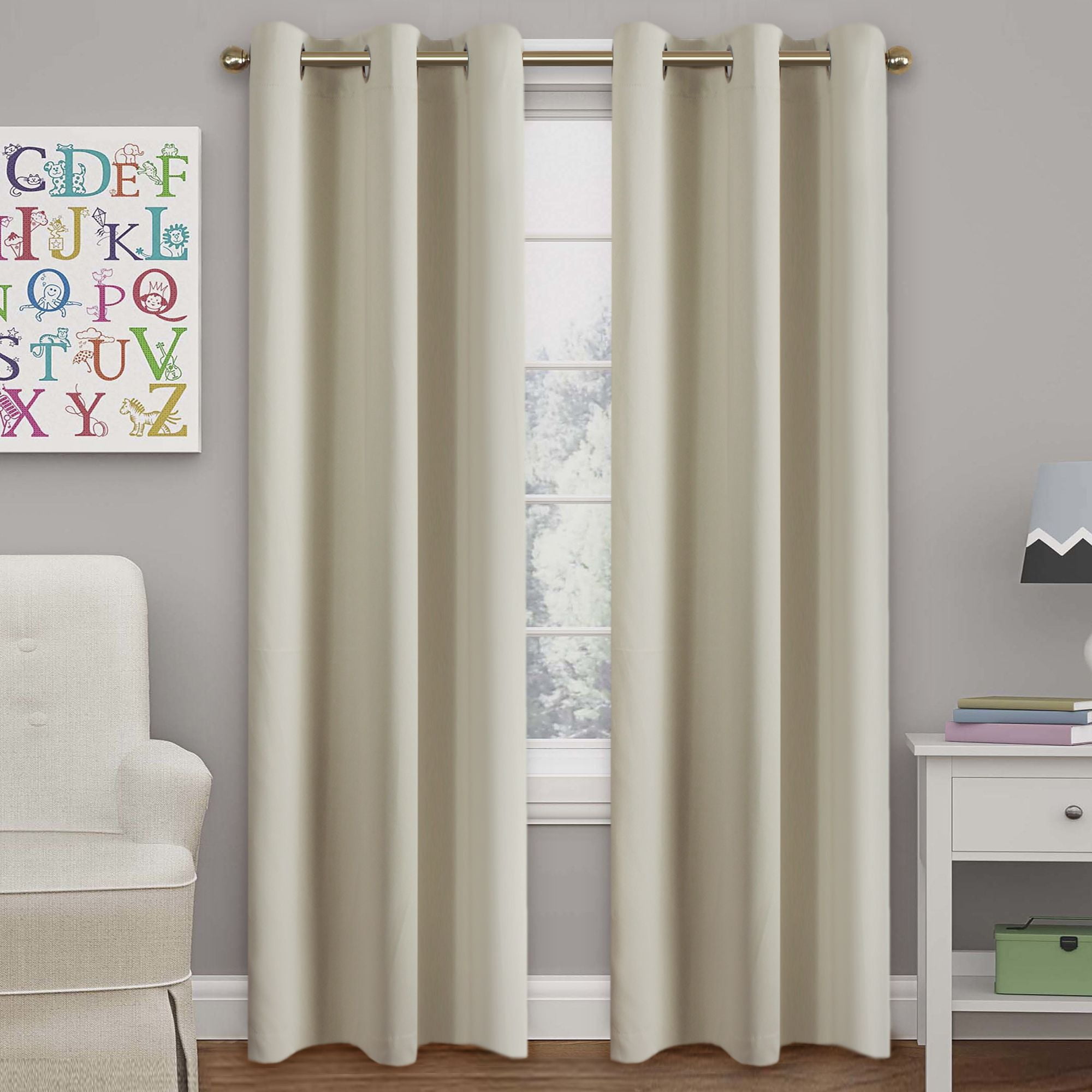 Solid Blackout drapes, Room Darkening, Ivory/ Beige, Themal Insulated