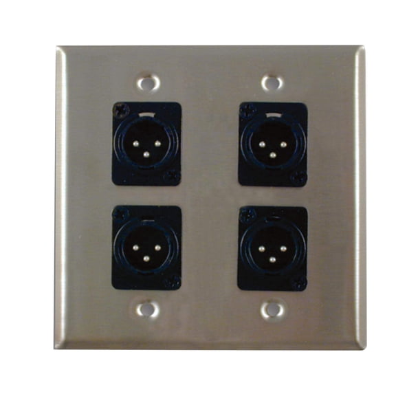 Dual Gang Stainless Steel Wall Plates with Four XLR Male