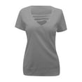thumbnail image 3 of DuoJiaJ Womens Summer Deep V Neck Tops Sexy Casual Short Sleeve Low Cut Out T Shirts Blouse Women’s Summer Tops Gray, 3 of 5