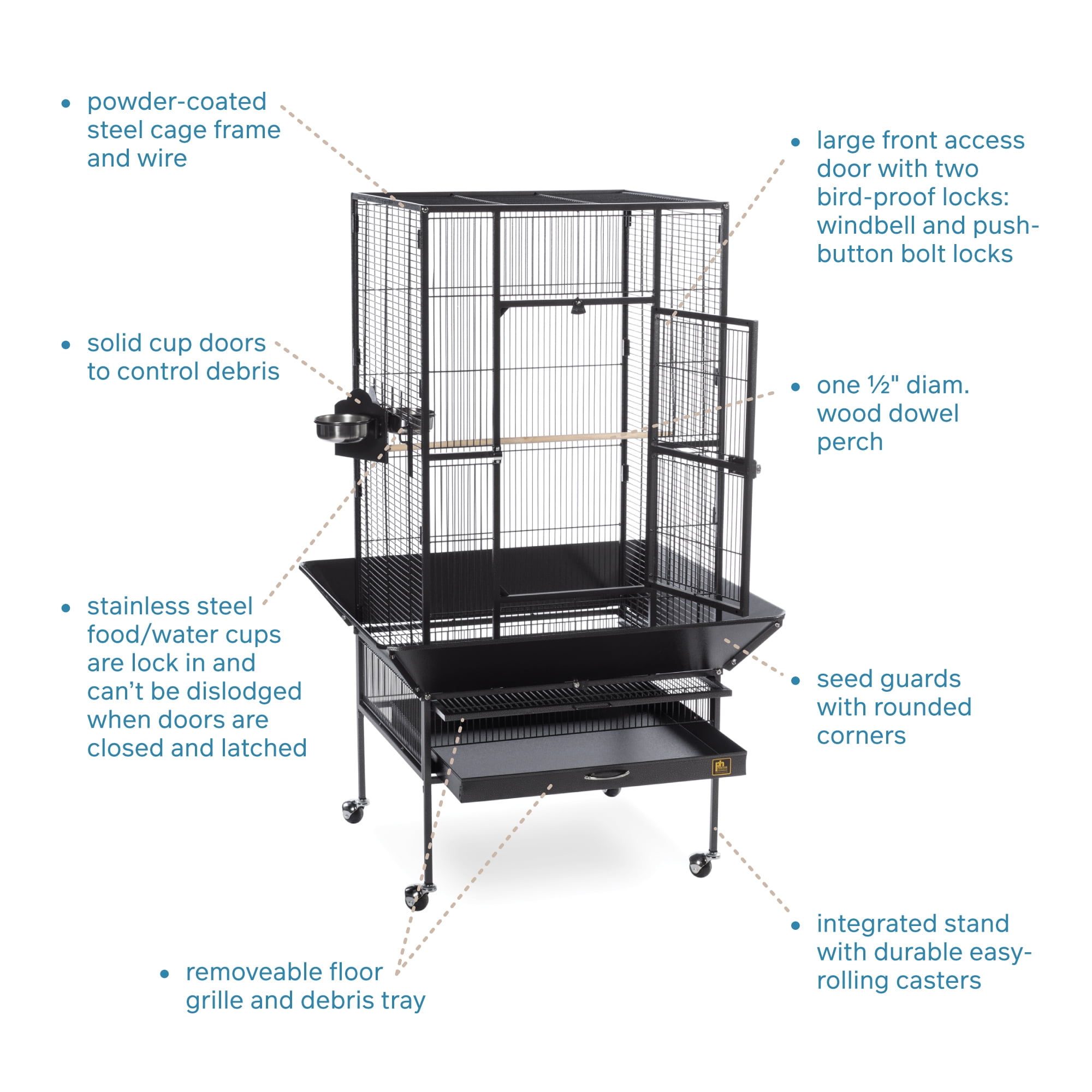 【m._shop様】BACCA&TOTEME Prevue Pet Products Park Plaza Bird Cage, Black Hammertone