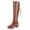 Coffee, variant on Wide Calf over The Knee Cowboy Boots for Women Vintage Patchwork Strappy Leather Pointed Toe Chunky Block High Heel Thigh High Cowgirl Riding Tall Boots Coffee Size 8