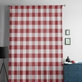 thumbnail image 5 of Farmhouse Red Plaid Semi Sheer Curtains Drapes for Living Room, Bedroom, French Doors Window 84 Inches Long, Rustic Red White Checkered Rod Pocket Chiffon Curtain Drapery Voile Draperies Panel, 5 of 6