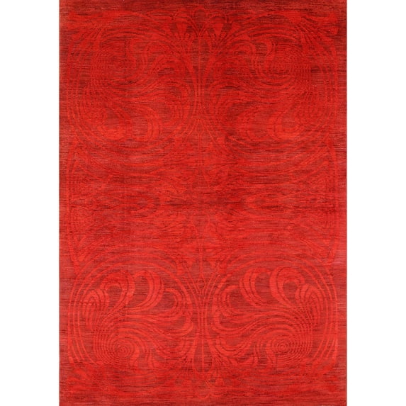 Ahgly Company Machine Washable Indoor Rectangle Industrial Modern Red Area Rugs, 6' x 9'