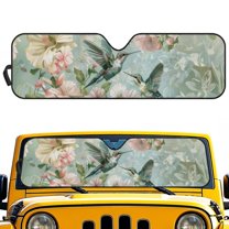POLERO Car Windshield Sunshade Green Hummingbird Flower, Blocks Sun Visor Protector Foldable Sun Shield Keep Your Vehicle Cool, Fits Windshields of Car Off-road Vehicle