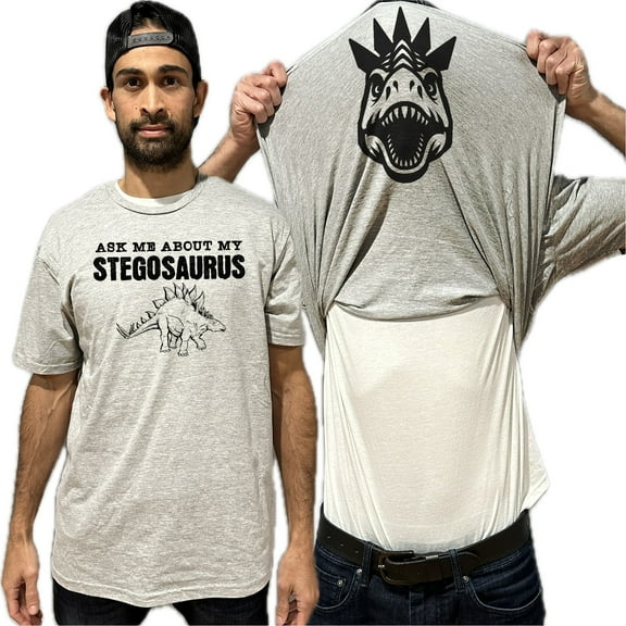 Ask Me About My Stegosaurus Flip Shirt - Funny Dinosaur T-Shirt Flip Tee