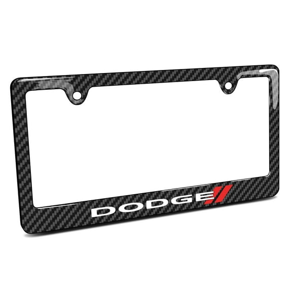 iPick Image for Dodge Black Carbon Fiber Look ABS Plastic License Plate Frame, Official Licensed