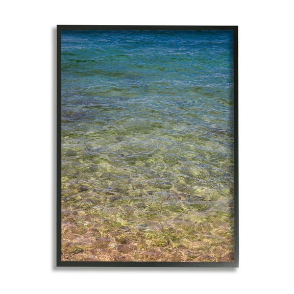 Stupell Underwater Clear Sea Floor Ripples Landscape Photography Black Framed Art Print Wall Art