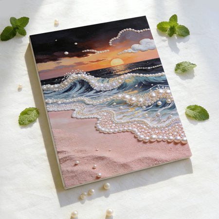 DIY Pearl Painting Kit 14x16 Inch Beaded Art Craft for Adults & Beginners - Relaxing & Focus Improvement Activity Gem Beads Canvas for Wall Decor Birthday Gift for Mom Dad Wife (Beach)