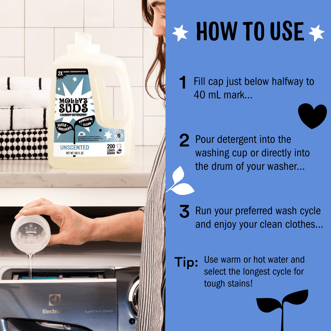 Molly's Suds Natural Liquid Laundry Detergent | High Efficiency (HE) | Ocean Mist - 100 Loads