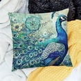 thumbnail image 2 of BCIIG Teal Peacock Throw Pillow Covers   Vintage Watercolor Blue Teal Turquoise Peacock Gifts Microfiber Fabric Decoration Pillowcases Home Sofa Couch Bed Decor Square   Pillow Cases 18x18in, 2 of 5