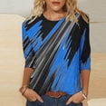 thumbnail image 2 of Baikeli Hauts pour Femmes en Liquidation Chemises d'Été pour Femmes Hauts à Manches 3/4 Blouses Tendance à Col Rond Chandail Décontracté à Motif Imprimé T-Shirt Coupe Décontractée T-Shirts pour Femmes à Manches 3/4, 2 of 4