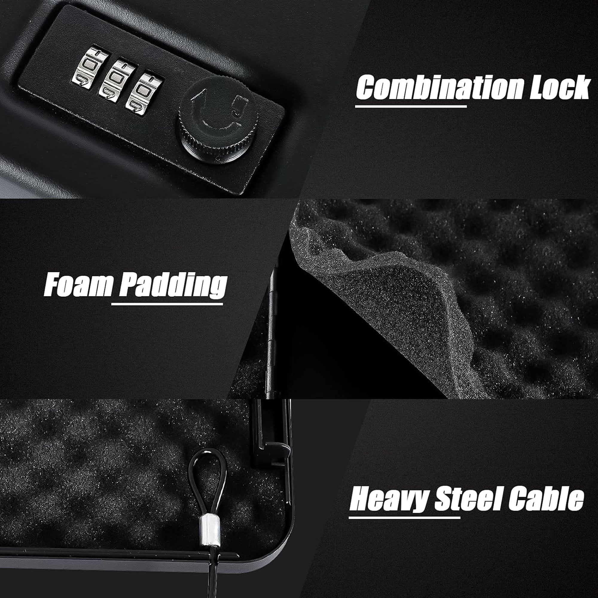 Gun Safe for Pistols Small Handgun Lock Box with Combination Lock Portable Travel Pistol Safe for Car, Home, Travel