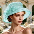 thumbnail image 2 of TFEOQRY Women's Organza Tea Party Hat with Floral Mesh Wedding Fascinator Derby Wide Brim Sun Hat, 2 of 6