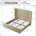 thumbnail image 2 of Amerlife King Bed Frame with 49” Upholstered Wingback Headboard, Noise-Free Platform Bed with Steel Frame and Slip-Resistant Edges, Khaki, 2 of 9