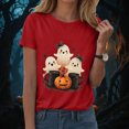 thumbnail image 2 of TOWED22 Womens Cute Ghost Pumpkin Flowers Shirt Fall Pumpkin Vintage Flowers Tshirt Halloween Funny Graphic Blouse Casual Basic Tee(Red,L), 2 of 8