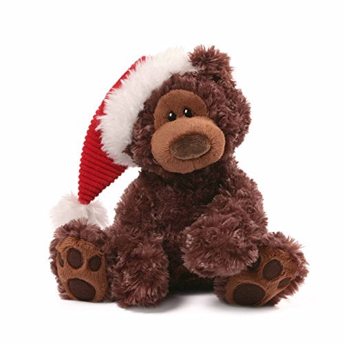 Gund Fun Christmas Philbin Chocolate Bear 12" Plush with Santa's Hat