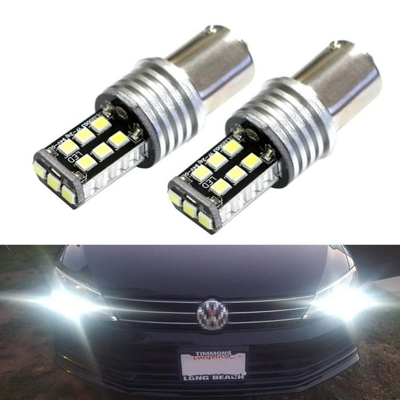 iJDMTOY (2) Xenon White 15-SMD LED Replacement Bulbs Compatible With Volkswagen: 2011-2018 MK6 Mk6.5 Jetta As Daytime Running Lights