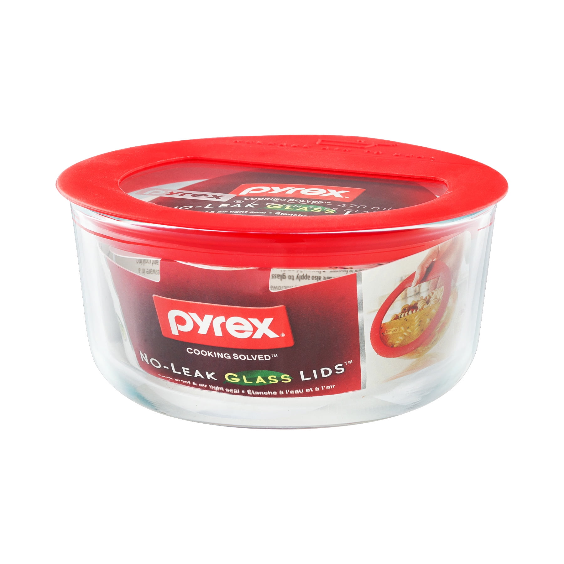 4pk Pyrex 2 Cup Glass Food Storage Containers with Airtight Lids