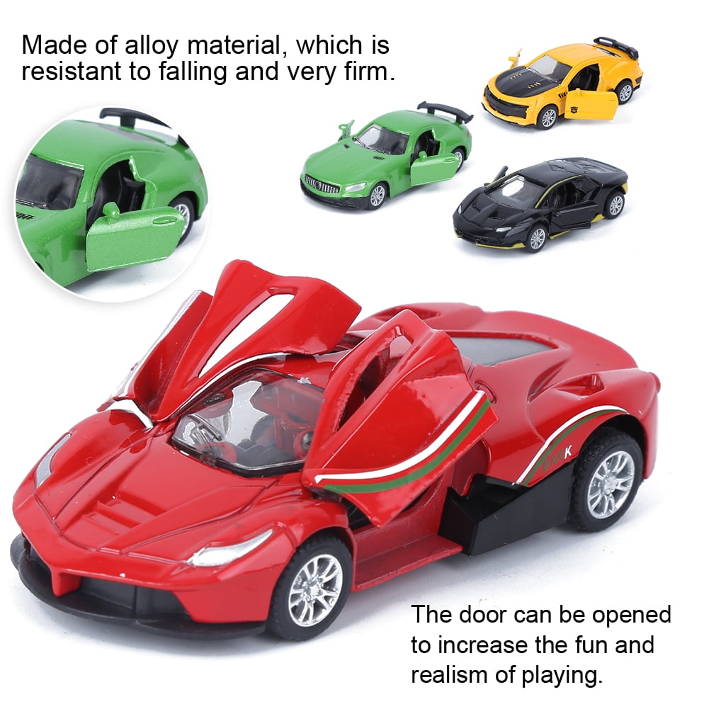 EZSPTO Alloy Car Model Pull Back Sports Car Vehicle Toy With Openable