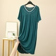 thumbnail image 2 of cfhntfmh Nightgown for Women Loose V Neck Pleated Short Sleeve Midi Sleepdress Comfy Loungewear Sleepwear Nightshirt, 2 of 4