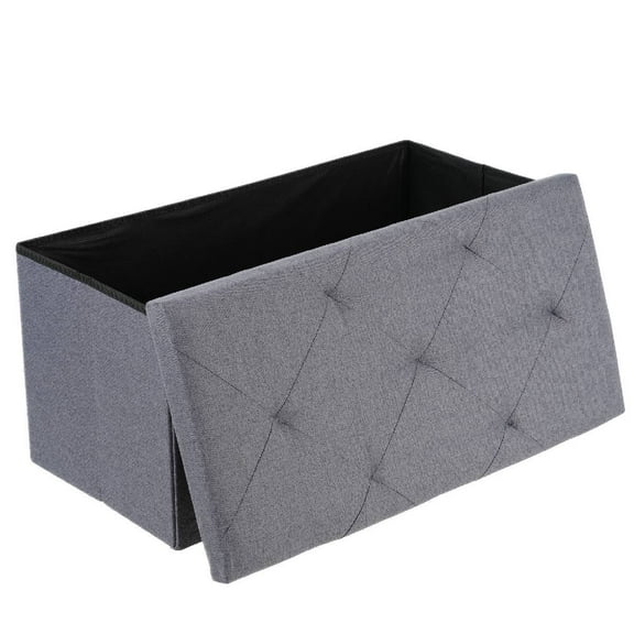 30" Folding Storage Ottoman Bench Ottoman with Storage Footrest for Living Room Gray