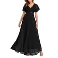 thumbnail image 4 of ROMANCE VICTORY Women's Short Sleeve V Neck Floor-length Empire Waist Bridesmaid Prom Dress, 4 of 10