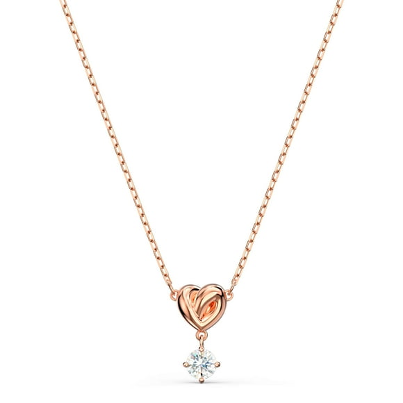 Collar Swarovski con colgante en forma de corazón para toda la vida, tono oro rosa