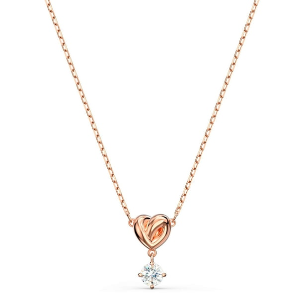 Collar Swarovski con colgante en forma de corazón para toda la vida, tono oro rosa