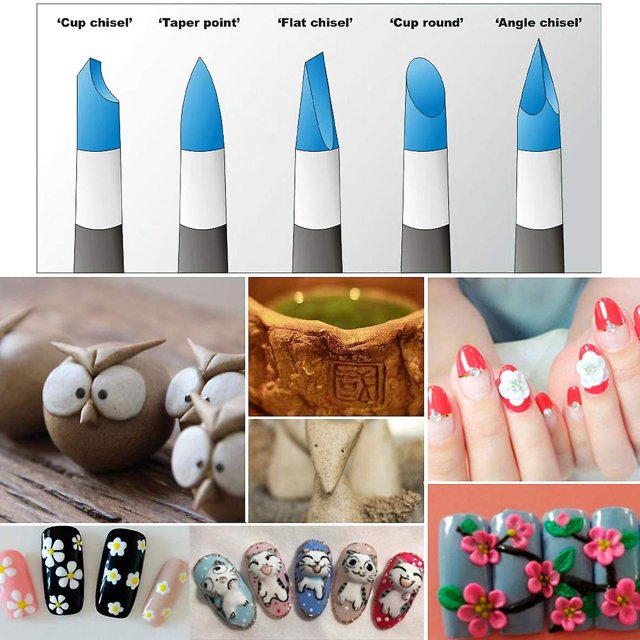 Herramienta para esculpir arcilla polimérica de silicona, 10 Uds., bolígrafo con punta de goma para dar forma al Color, borrador para tallado, cepillo para modelado de puntos ShuxiuWang 8390612952647