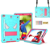 Dteck for iPad 10.2 Case Shockproof Rugged Protective, iPad Case 9th/8th/7th Generation with Crossbody Shoulder Strap for Kids, iPad 9th 8th 7th Gen Case 2021 2020 2019 with Kickstand,Mint Rose