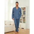 thumbnail image 2 of U2SKIIN Mens Pajama Sets, Ultra Soft Button Down Loungewear Long Sleeve Pjs Sets,(Dark Navy Mel.L), 2 of 5