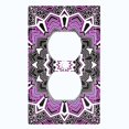 thumbnail image 2 of Metal Light Switch Plate Cover Mandala Purple Black Flower Tile Pattern MDL063, 2 of 13