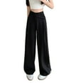 thumbnail image 3 of pstuiky Wide Legged Pants, Solid Color Loose Long Palazzo Pants High Waisted Pants Oversized Gym Pants Women Black L, 3 of 6